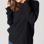 Free People [] Black Downtown Sweater Ribbed Knit Asymmetrical Hem Oversized XS Photo 0