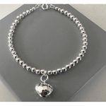 JNCO JN Sterling 925 Silver Jingle Heart Charm Bead Bracelet 8 In 13g Photo 1