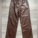 Lisa Says Gah Chocolate Brown Faux Leather Straight Leg Pants Size M/L Photo 0