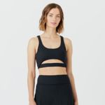 GIGI C Revolve Andrea Sports Bra Women's Small Black Ribbed Cutout V Photo 10