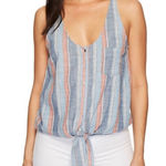 AG Adriano Goldschmied AG Adriano Goldschmeid Sleeveless Button Cynthia Top Striped Tie Woven Small Photo 0