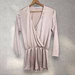 Alexis  Aine Champagne Satin Long Sleeve Romper Sz S‎ Photo 1