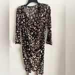 BCBGMAXAZRIA Zaria Wrap Dress Leopard Print Tie Waist 3/4 Sleeve Size S Photo 5