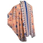 Angie  Kimono Womens M Boho Floral Print Open Cardigan Lace Trim Dolman Peach Photo 9