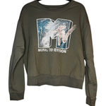 264. Army Green MTV Crew Neck Sweatshirt | Size XL | Retro Logo Pullover Photo 0