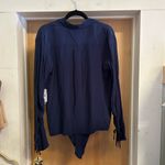 Treasure & Bond NWT!  Navy Tie Front Button Down Blouse - size S Photo 3