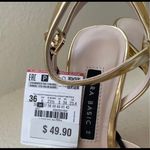 ZARA Golden Laminated Heels Photo 5