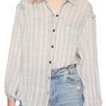 Free People Preppy Light Gray Button-Down Shirt Photo 0