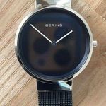 Bering Unisex Luxury Watch Blue Mesh Stainless Adjustable Bracelet Blue Dial NIB Photo 3