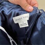 Jenny Yoo NWOT  Issa Off-The-Shoulder Stretch Velvet Column Gown size 2 Blue Photo 6