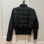 Bebe Y2K size medium black cropped puffer jacket missing fur Rhinestone logo Photo 3