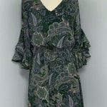 c est. 1946 Womens Gypsy Dress Size XS Olive Green Paisley 3/4 Bell Sleeve Boho Photo 0