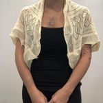 Tan Knit Cardigan Womens Medium Short / Cropped Short Sleeves Photo 0