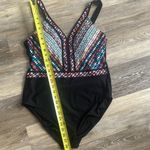 Aqua Green  Geometric Swimsuit built in bra size XL halter Aztec southwestern Photo 4