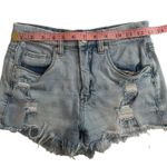 BLANK NYC Wedge Short Distressed Light Wash Denim Shorts Photo 5