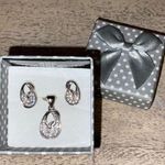Sterling Silver Earrings Studs and Pendant Set Cubic Zirconia in gift box Photo 0