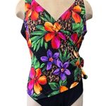 Longitude  Swimsuit Sanctuary Side Tie Surplice One Piece Tropical 14 Photo 0