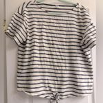 Old Navy Relaxed Tie-Front Cream Navy Stripe Summer Top Shirt - size XL Photo 0
