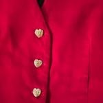 Vintage Handmade Beautiful Velveteen Red Vest with Heartshaped buttons Gold Size M Photo 3