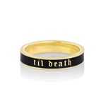 Til Death Gold & Black Wedding Band Ring Engraved Black Band Only Size 9 Photo 2