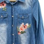 Lumiere Denim Embroidered Pearl Snap Button Down Shirt Western Cowgirl Blue Photo 3