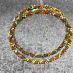 Beaded Bangle Bracelets Set of 2 Women Multicolor Seed Beads Photo 13