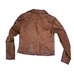 Bagatelle VTG Women M Biker Moto Jacket Brown Faux Leather Vegan Zippers Zip EUC Photo 1