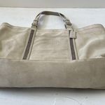 Coach LG FINEST IVORY SUEDE LEATHER BEADED GALLERY TOTE BAG PURSE Photo 2