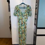 Anthropologie Fall Floral Puff Sleeve slip Maxi Dress chiffon layer boho romance Photo 3