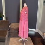 Women’s Pink Tea Length Dress Layered Chiffon Skirt Lace Bodice Size XXL NWOT Pink Photo 2