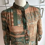 Ellison  Semi Sheer Patchwork Print Maxi Dress Multicolor Long Sleeve Casual S Photo 3