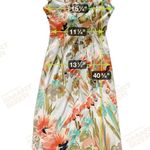 Maggy London Green and Orange Sheath Dress Sleeveless Scoop Neck Midi Photo 4