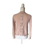 CAbi  Light Pink Ribbed Knit Cardigan with Lace-Up Back Detail Photo 2