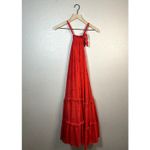 Chufy Huancayo Halter Lace Eyelet Maxi Dress Size Medium Large Red Photo 1