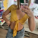 Bershka Yellow Tie Crop Top  Photo 0