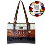 Brahmin  Asher Tri Color Croc Embossed Leather Top Zip Tote Shoulder Bag Photo 1