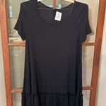 easel  Black T-shirt Dress with Ruffled Hem Photo 0