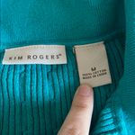 kim rogers  Cableknit Polo Sweater Green/Teal Size Medium Photo 4