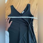 BCBG Side Slit Black Midi Dress With Knot Detail At The Waist Size L Photo 7