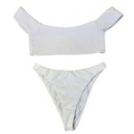 Lovers + Friends  Tess Off The Shoulder High Waist Bottoms Textured Bikini Set S Photo 0