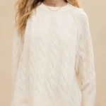 Aerie  Unreal Crewneck Oversized Cable Knit Long Sleeve Sweater Cream XS Photo 0