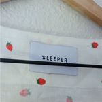 NWOT Sleeper Brigitte Belted Strawberry Printed 100% Linen Voile Mini Dress XL White Photo 11
