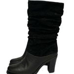 Womens Markon Danielle Black Leather Seude Slouchy Scrunched Round Toe Boots 6.5 Photo 0