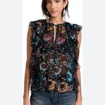Ulla Johnson NEW Ulla Johnson Dominique Top Black Iris Floral Print Sheer Silk Blouse Size 6 Photo 11