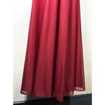 Azazie  Burgundy Bridesmaid Wedding Dress V-Neck Tie Waist Maxi Dress Size A10 Photo 2