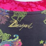 Desigual Printed Geisha Girl Mini Dress V-neck Wrap Belt Tunic Black Pink XS Photo 6