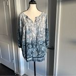 Anthropologie Fig and Flower Blue Paisley Boho Lace Back Top 2X‎ Blouse Peasant Size XXL Photo 2