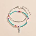 New Boho Beachy Festival Vibe Adjustable Size Feather Charm Anklets Multiple Photo 1