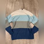 H by Halston  Women's Blue and Gray Striped Sweater Photo 6