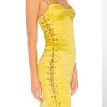 NBD  Jasmine Midi Dress Black Satin Lace Up Photo 1